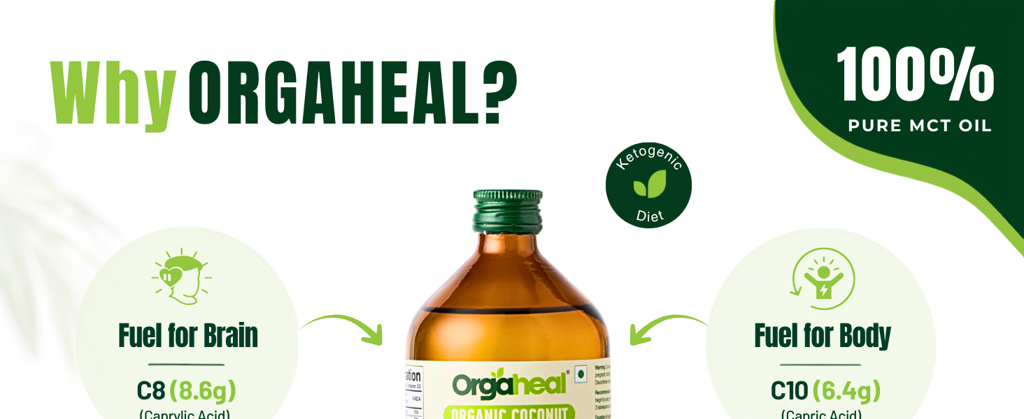 Organic MCT Oil, 500ml | Keto & Vegan | Pure Medium Chain Triglycerides from Coconut | Energy Support | C8 & C10 | Ideal for Coffee, Smoothies & Shakes