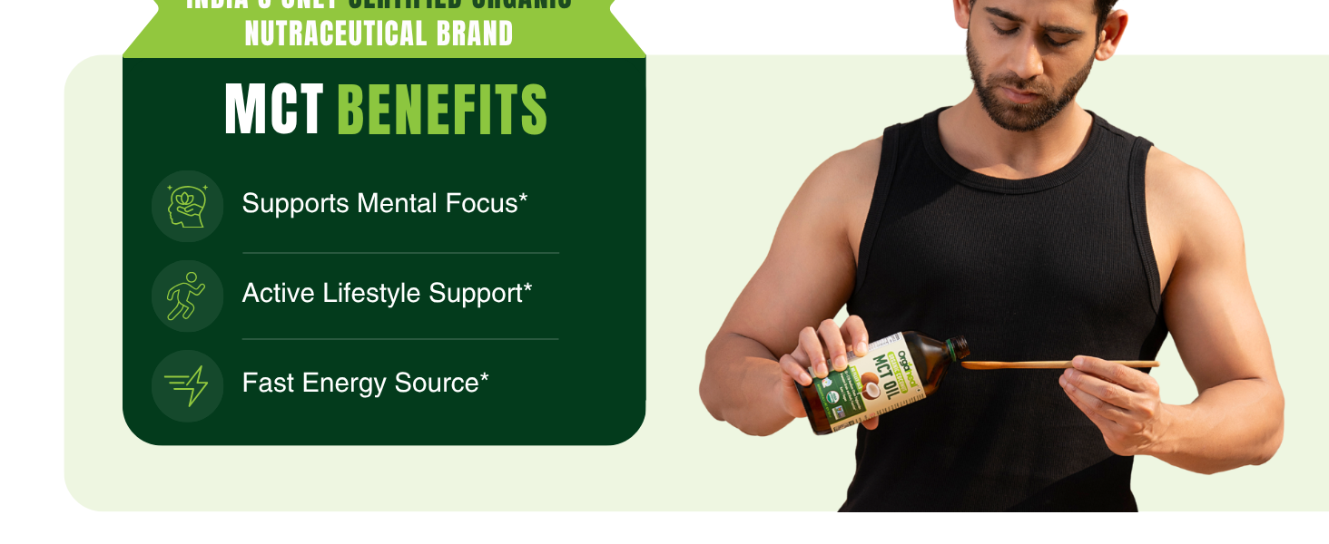 Organic MCT Oil, 500ml | Keto & Vegan | Pure Medium Chain Triglycerides from Coconut | Energy Support | C8 & C10 | Ideal for Coffee, Smoothies & Shakes