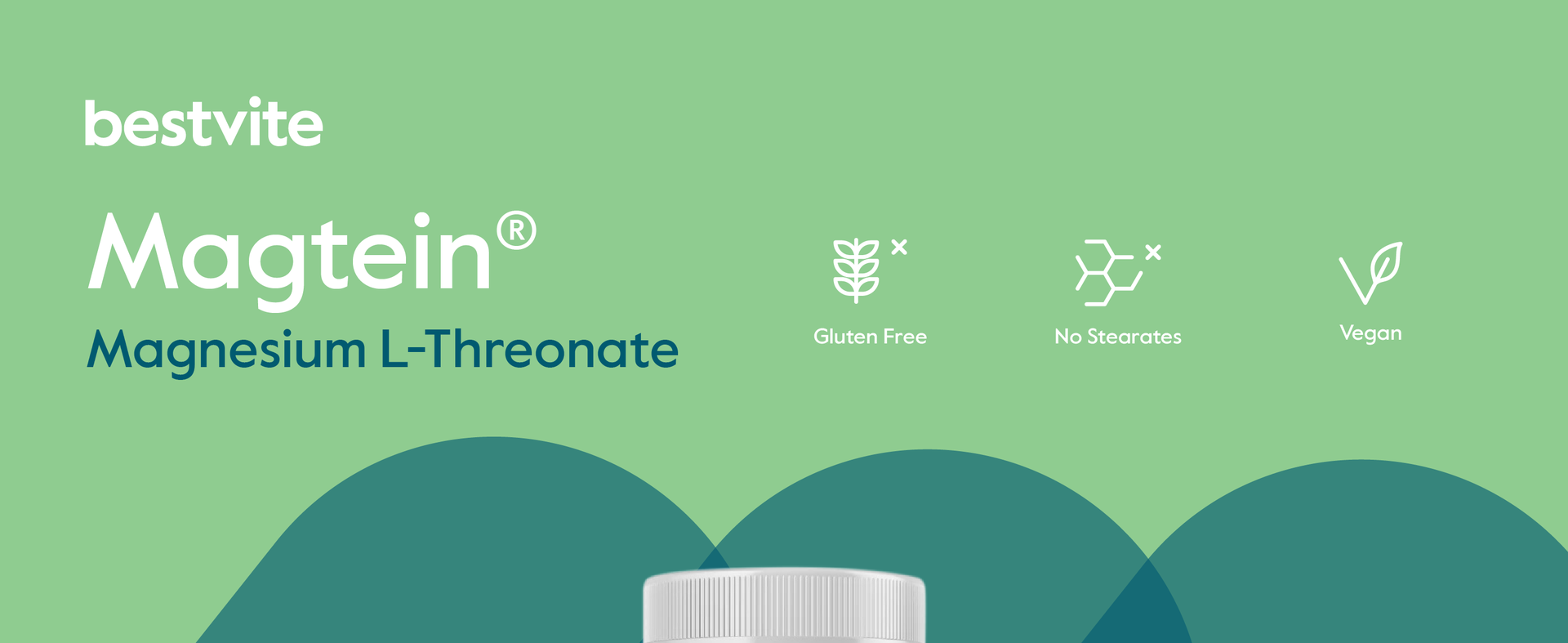 BESTVITE Magtein Magnesium L-Threonate Caps (120 Veg Caps) - No Stearates