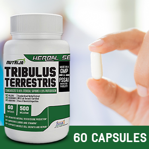 Nutrija Tribulus Terrestris Extract 500mg | 60 Capsules | standardized to 40% Saponins | Supports Natural Testosterone, Muscle Growth & Repair