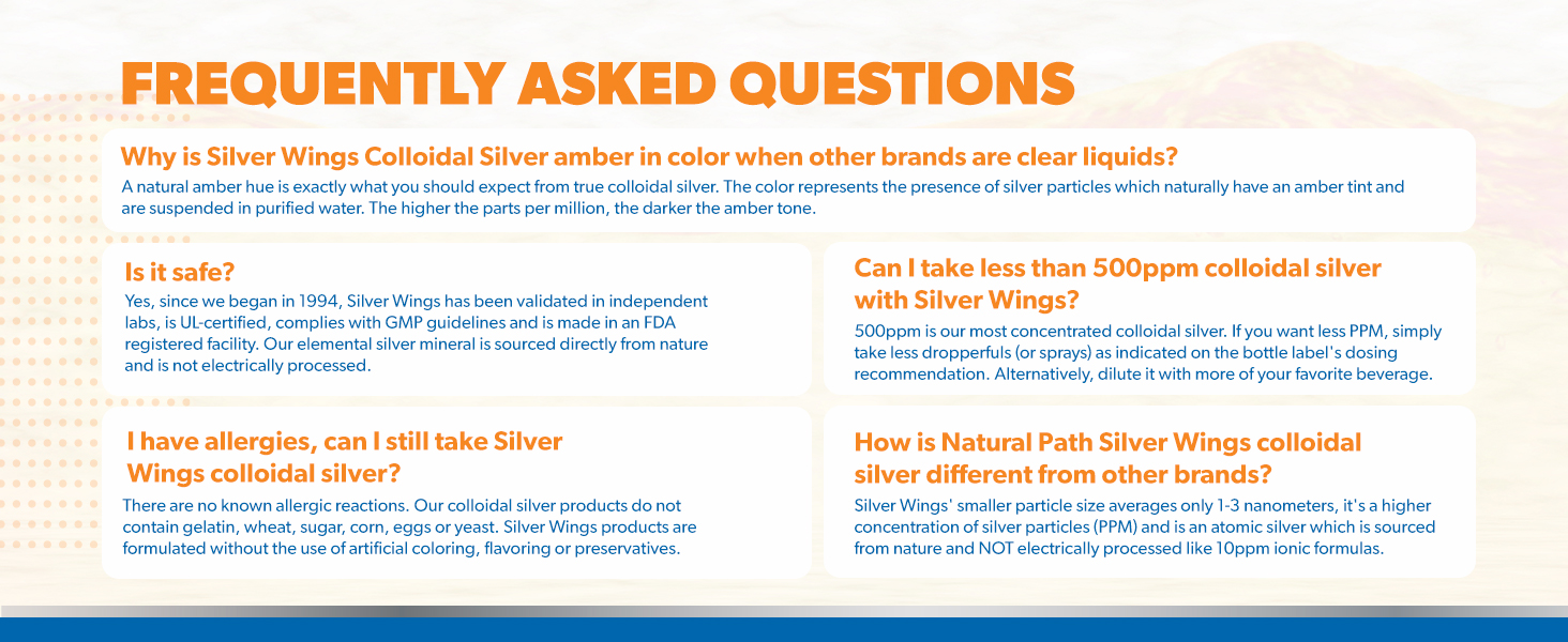 Natural Path Silver Wings Colloidal Silver 500PPM, Amber Brown Liquid Immune Support, 1 Fl Oz (Pack of 1)
