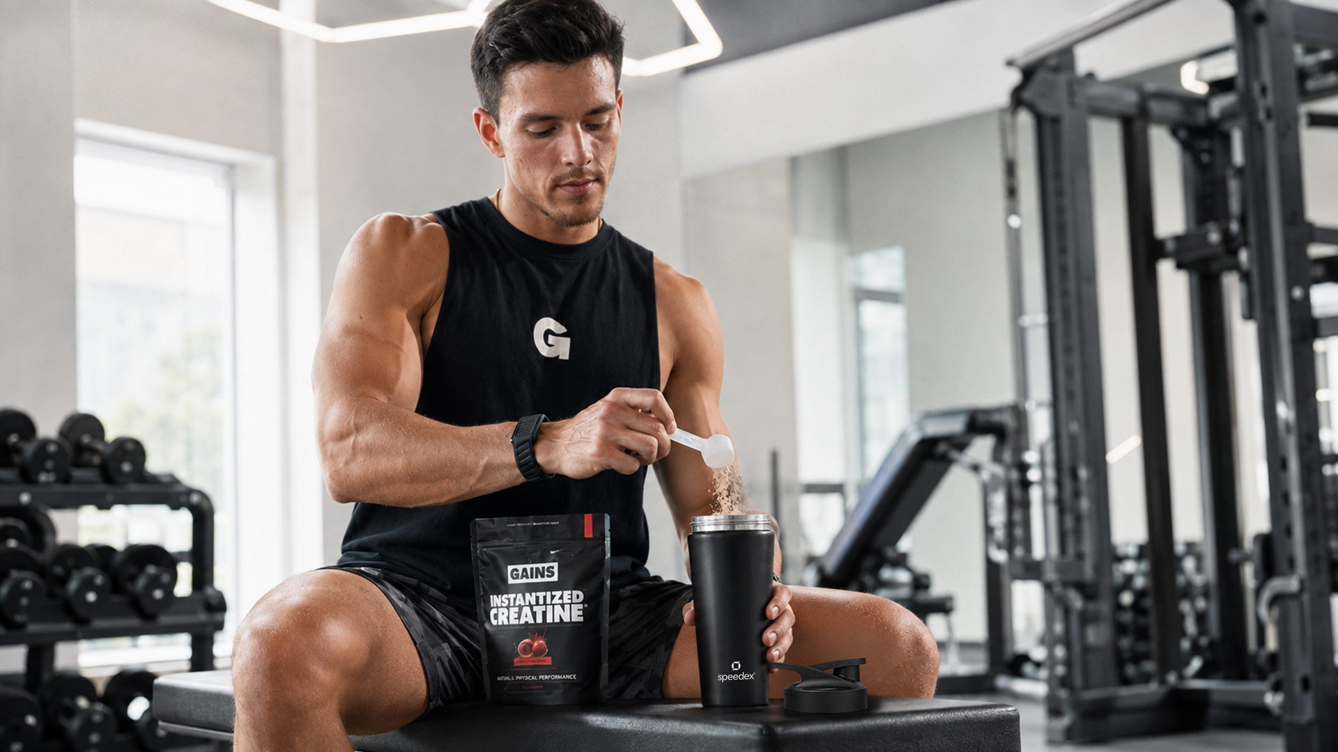 Speedex Stainless Steel Gym Shaker Bottle 750ml with Mixing Ball | Leakproof Protein Shaker for Gym, Wide Mouth, Measurement Markings, Flip Cap | Metal Shaker for Men & Women – Black