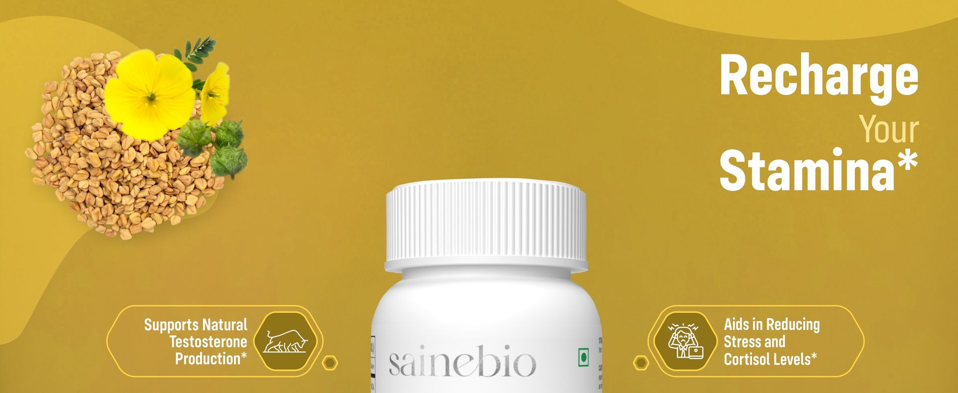 Sainebio Testoboost for Men | Natural Testosterone Booster with Ashwagandha, Tribulus & Ginseng | Boost Strength, Energy, Stamina & Vitality | 30 Capsules