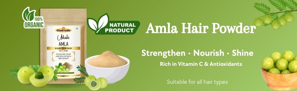 Khadi Amla Hair Powder Pack 100g | Natural,Herbal & Ayurvedic | Removes Dirt, Excess Oil & Chemicals | For Dry, Frizzy & Silky Hair | Healthy Scalp | All Hair Types | For Men & Women