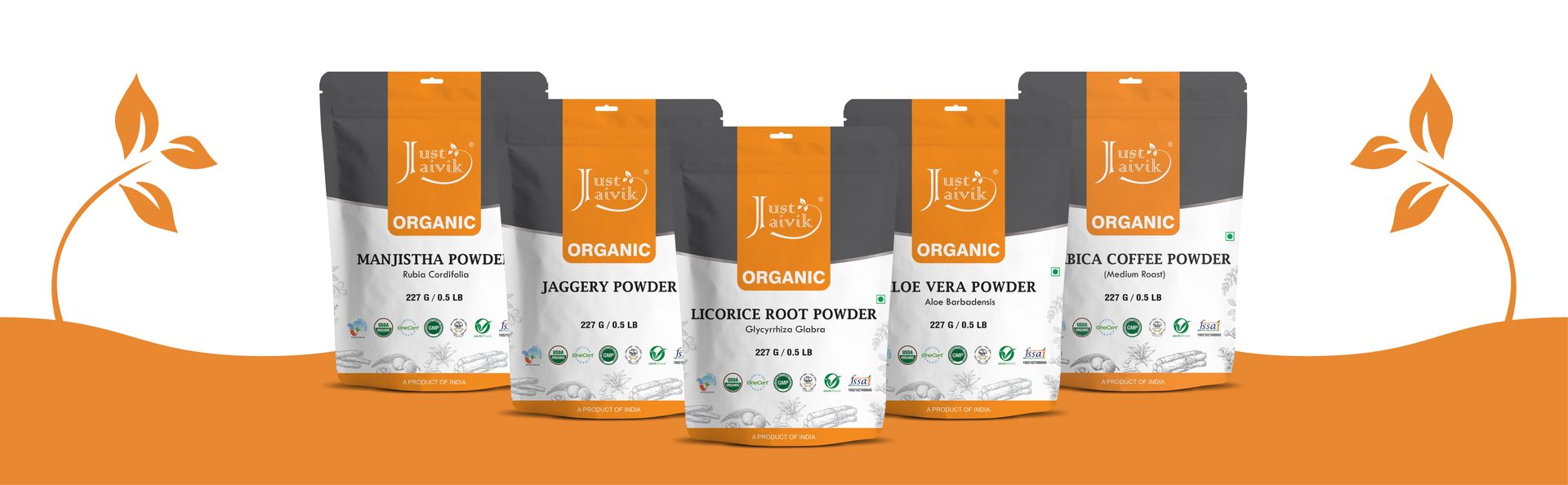 Just Jaivik Pure Natural Organic Tulsi Powder - 227g Holy Basil Powder for Skin Care, Herbal Supplement