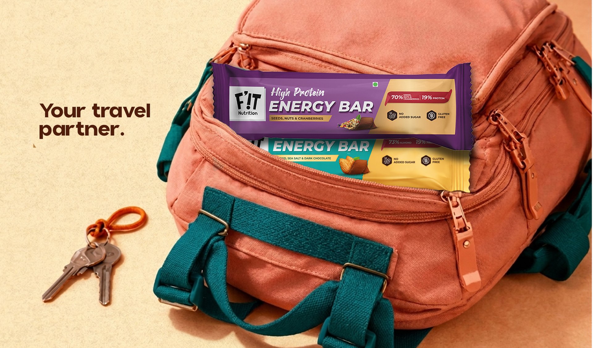 FiT Nutrition High Protein Energy Bar | Combo pack - Almond, Sea Salt & Dark Chocolate + Seeds, Nuts & Cranberries | Tasty Snack For That Anytime, Anywhere Craving | No Added Sugar, No Artificial Flavours, Gluten Free - Healthy & Tasty Snacks For Kids & Adults (4 x 35gm)