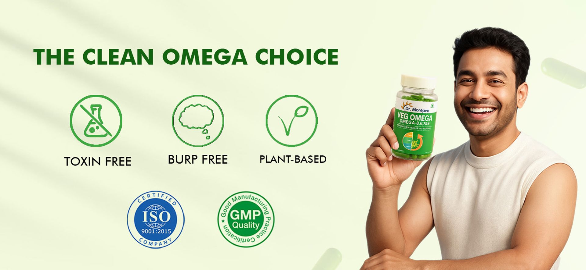 DR. MOREPEN Veg Omega 3 6 7 9 Capsules 500mg with Sea Buckthorn, Flax Seed & Black Seed, Plant-Based Omega Fatty Acids for Heart, Skin & Joint Health – 60 Veg Capsules