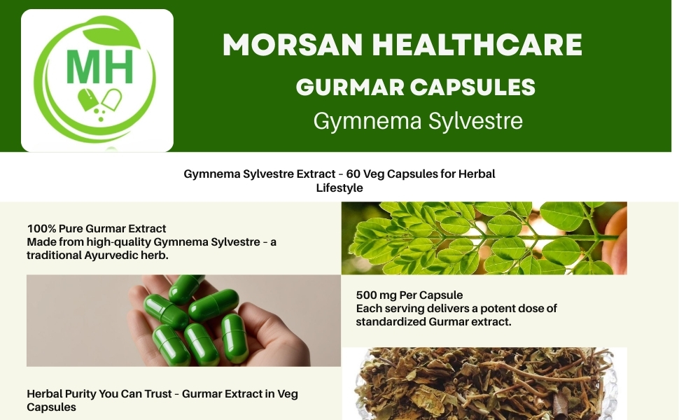 Ayurvedic Gurmar (Gudmar) Capsules 500mg – 60 Count | Vegetarian | Plant-Based | Herbal Supplement | No Artificial Additives | Gluten-Free | Organic | Gymnema sylvestre | Dia Free Herbal Capsules (pack of 1)