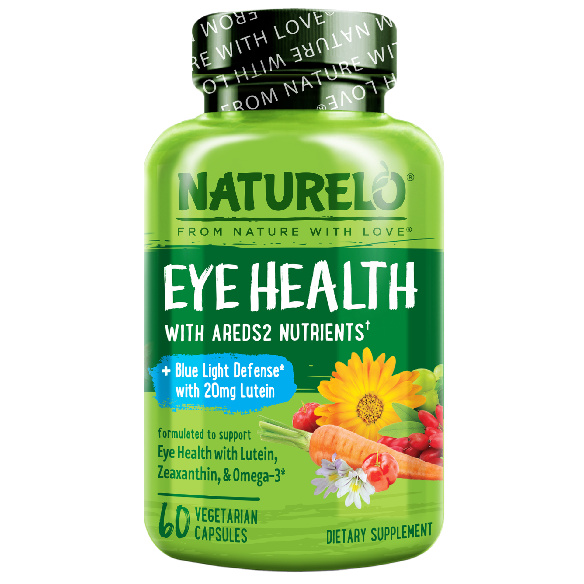 NATURELO Eye Vitamins, AREDS 2 Formula, 60 Vegan Capsules