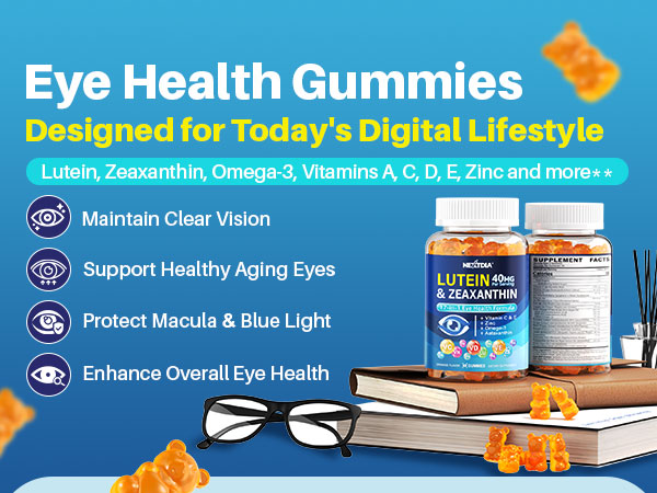 Lutein and Zeaxanthin Supplements, Eye Health Gummies, AREDS2-Based Formula