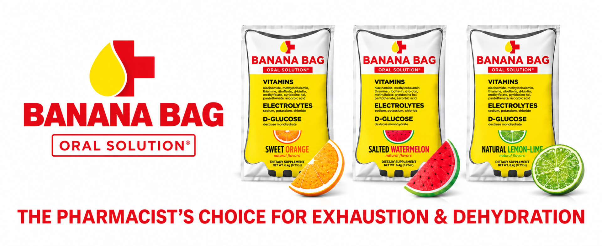 Banana Bag Electrolytes Vitamin Powder Drink Mix, Salted Watermelon 15 Pk