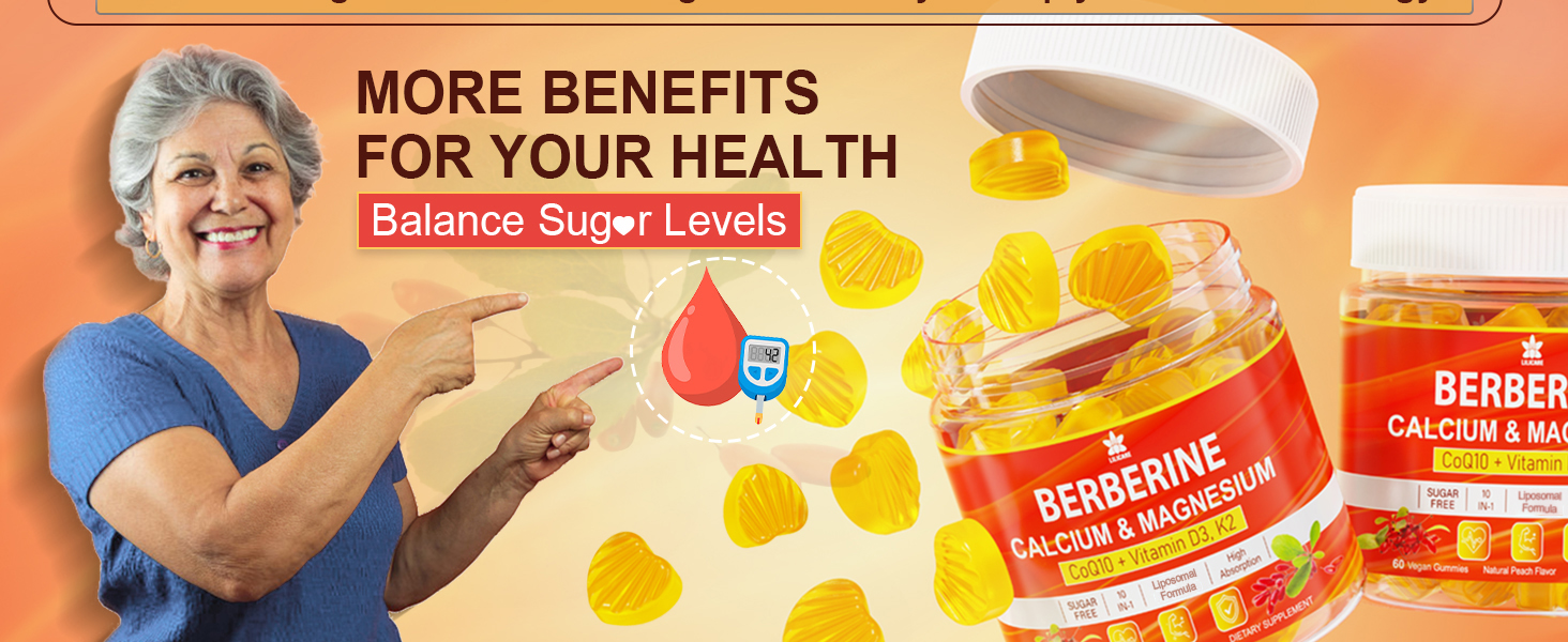 Berberine Gummies 1000mg for Women & Men, Liposomal + HCl, Sugar Free,2Pack
