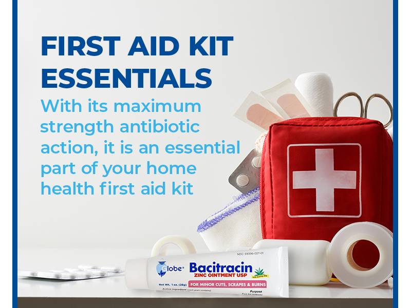 Bacitracin Zinc 1 oz Tube. Firtst Aid Antibiotic Ointment Helps to Prevent Infection in Minor cuts, scrapes and Burns.