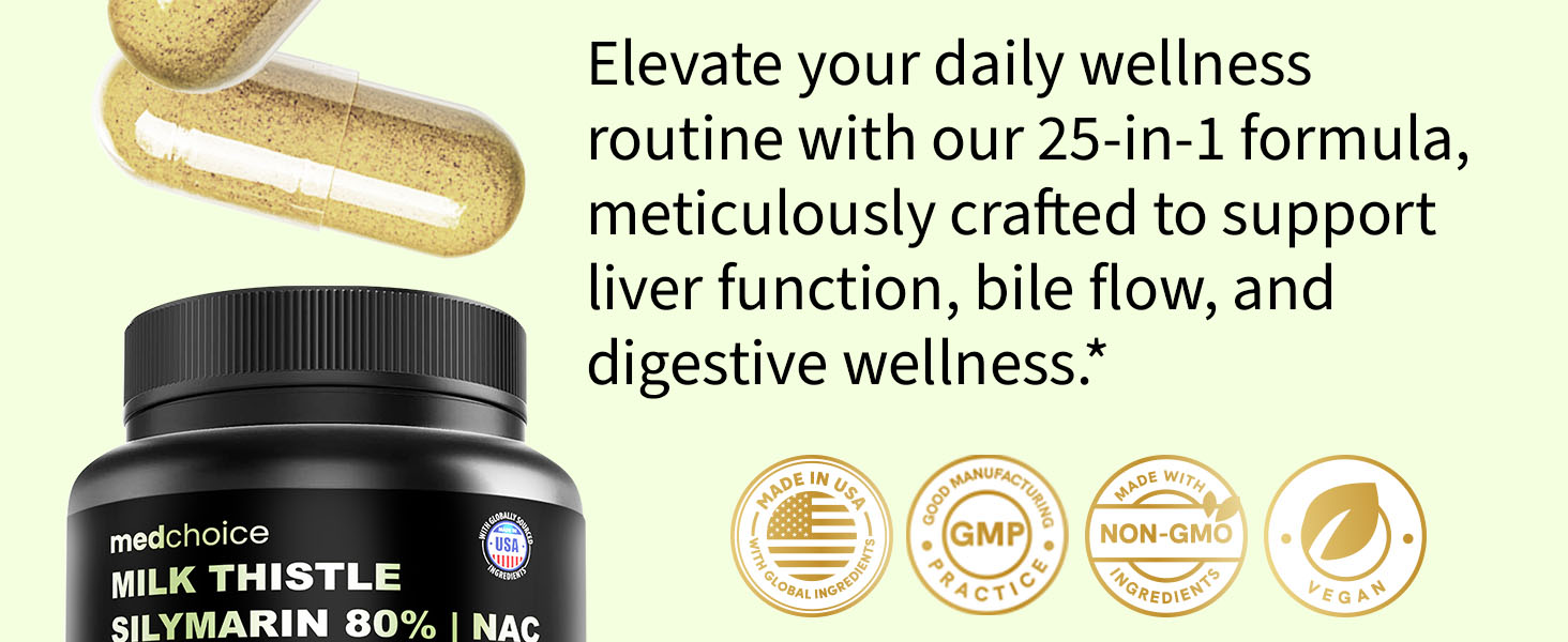 MEDCHOICE Milk Thistle Liver Support Supplement with NAC & Artichoke, 90ct