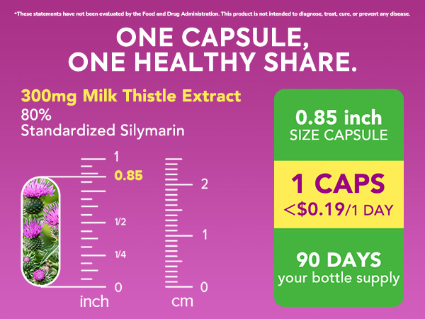 Organic Milk Thistle, Concentrated Seed Extract, 80% Silymarin, Liver Support Cleanse Detox, Fatty Liver Supplements, Non-GMO, No Gluten & Soy, 90 Veggie Caps, 3 Month Supply