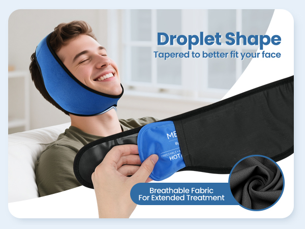 LotFancy Face Ice Pack Wrap for TMJ, Wisdom Teeth, with 4 Reusable Hot Cold Therapy Gel Packs, Pain Relief for Head, Oral and Facial Surgery, Dental Implants, Blue