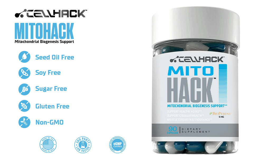MITOHACK Urolithin A 1000mg + Spermidine 25mg Mitochondrial Formula - 90 Ct