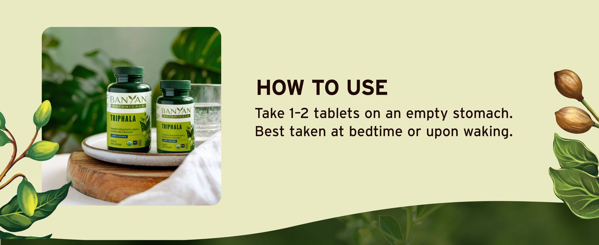 Banyan Botanicals Organic Triphala Tablets - Gentle Daily Digestion & Colon Cleanse Support - Amla, Haritaki, Bibhitaki - Healthy Elimination, Detox & Gut Microbiome - 90 Tablets - Non-GMO, Vegan*