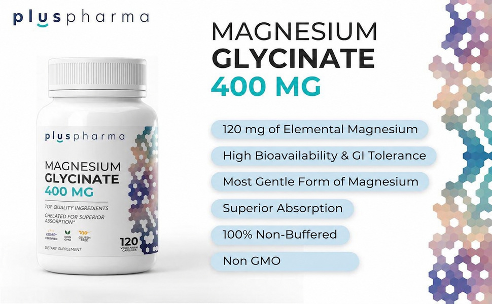 Magnesium Glycinate 400mg - 120 Veggie Capsules Chelated for Superior Absorption | No Harmful Additives | Non-GMO, NO Gluten and Dairy, Gentle on Stomach 1 Pack