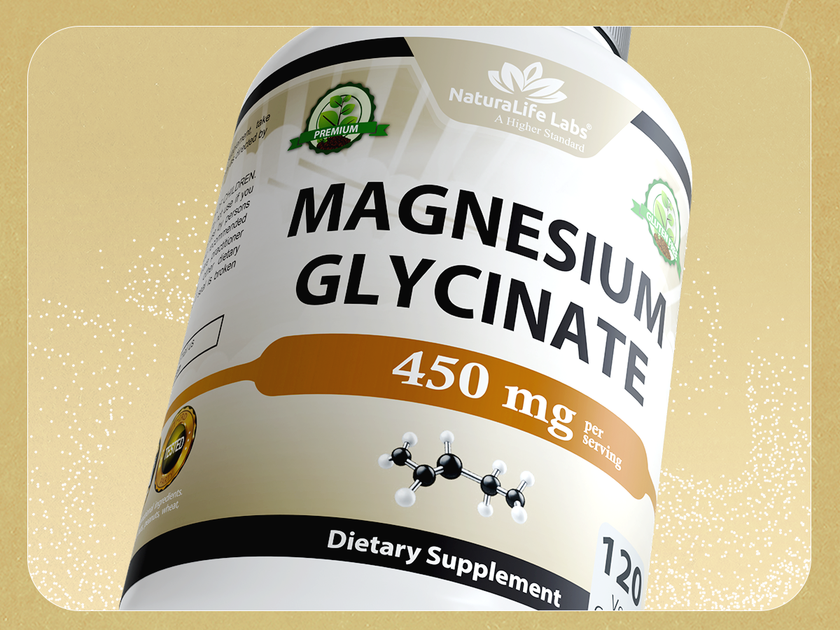 NaturaLife Labs Magnesium Glycinate - 450 mg per Serving – 120 Vegan Capsules - Non-GMO, Gluten-Free, Vegan