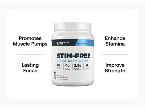 Transparent Labs Stim-Free Pre-Workout - Caffeine & Stim Free Pre Workout Powder for Men and Women with Beta Alanine Powder, Citrulline Malate, & elevATP - 30 Servings, Strawberry Lemonade