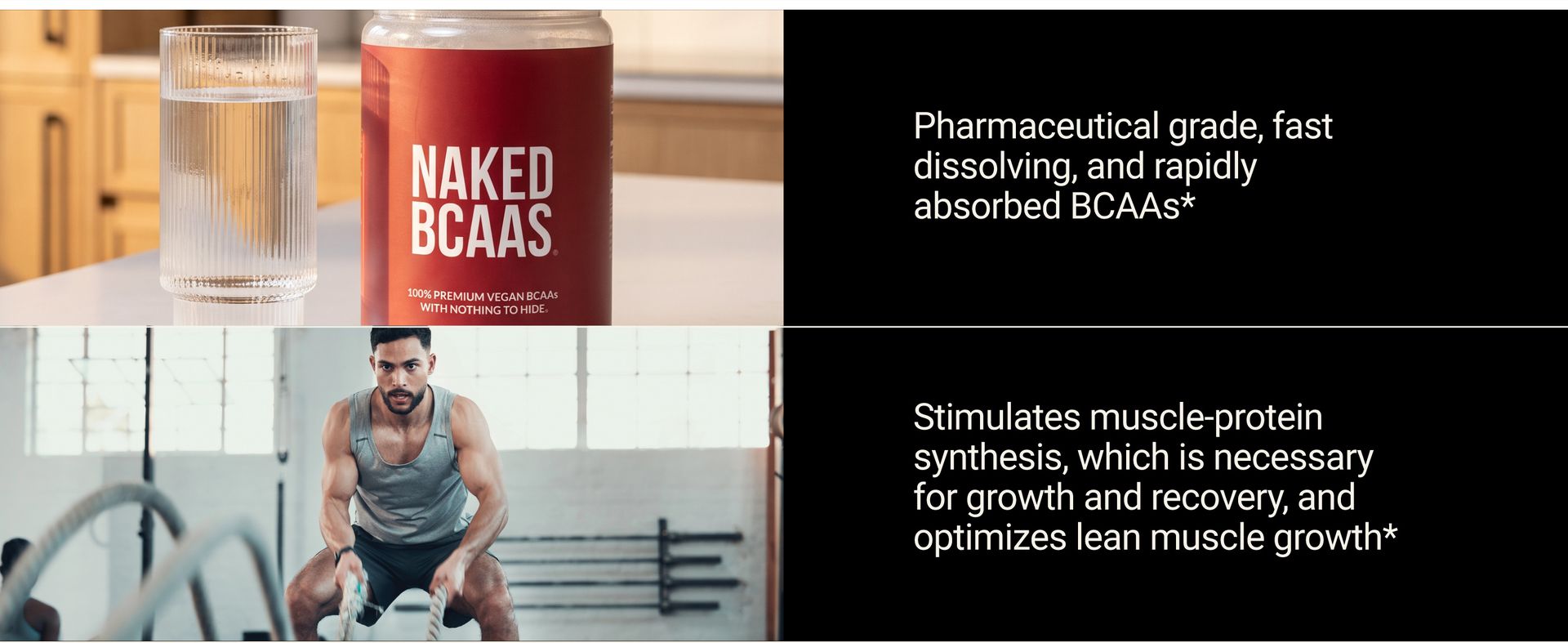 NAKED BCAAs Amino Acids Powder, Only 1 Ingredient, Pure 2:1:1 Formula, Vegan Unflavored Branched Chain Amino Acids, Instantized All Natural BCAA Supplement - 500 Grams, 100 Servings