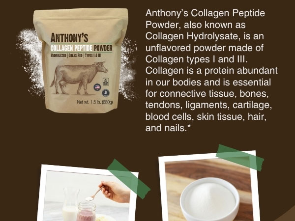 Anthony's Collagen Peptide Powder, 1 lb, Pure Hydrolyzed, Gluten Free, Keto and Paleo Friendly, Grass Fed, Unflavored, Non GMO