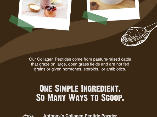 Anthony's Collagen Peptide Powder, 1 lb, Pure Hydrolyzed, Gluten Free, Keto and Paleo Friendly, Grass Fed, Unflavored, Non GMO
