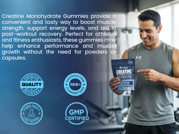 Creatine Gummies for Women & Men, Creatine Monohydrate Gummies, Blueberry
