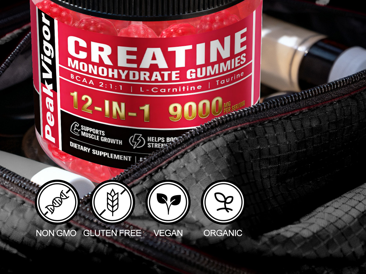 Creatine Monohydrate Gummies 12 in 1 Complex for Women & Men, 120 Count