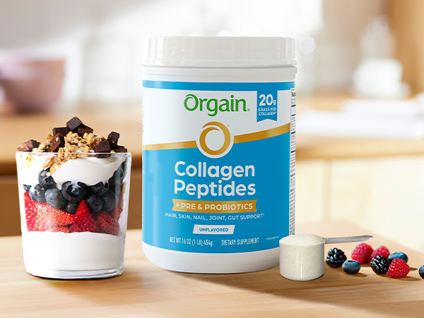 Orgain 20g Collagen Peptides + Prebiotic & Probiotics Powder, 1lb