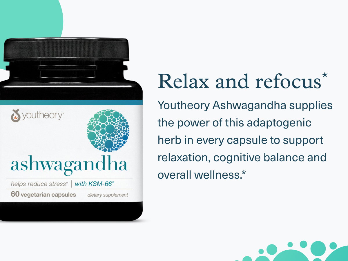 Youtheory Ashwagandha, 1,000 mg, 60 Vegetarian Capsules, 30-Day Supply