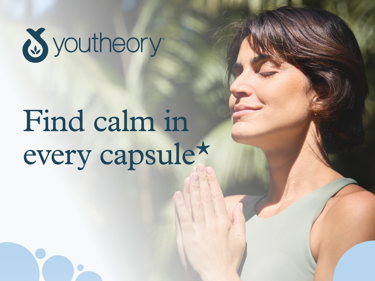 Youtheory Ashwagandha + GABA, 60 Vegetarian Capsules, 30-Day Supply