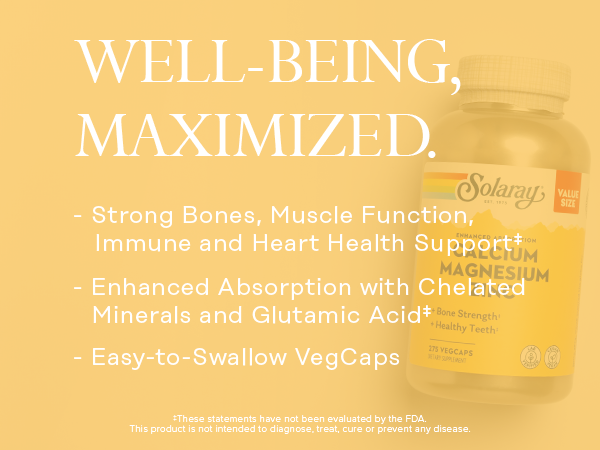 SOLARAY Calcium Magnesium Zinc, 275 VegCaps