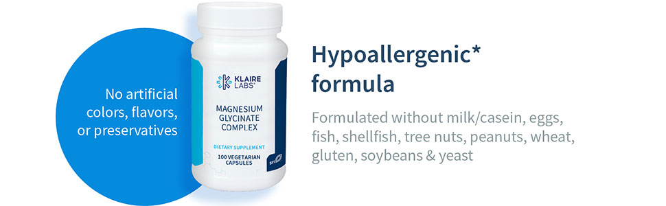 Klaire Labs SFI Health Magnesium Glycinate Complex, 100 Capsules