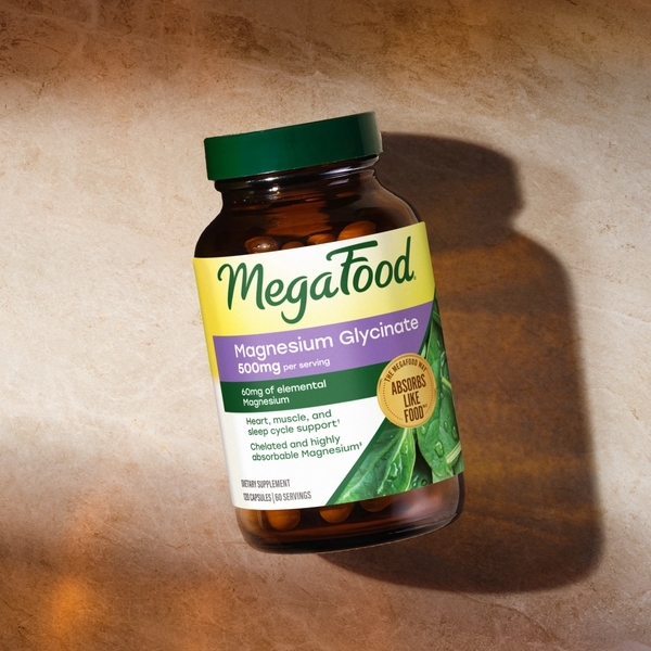 MegaFood Magnesium Glycinate 500mg, Normal Sleep & Stress, 120 Capsules