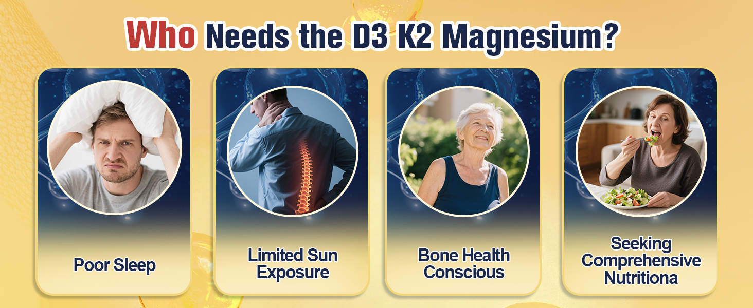 9-in-1 Magnesium Glycinate 500mg + Vitamin D3 5000 IU & K2 Complex - High Absorption - Healthy Stress, Sleep, Muscle Function, Bone Health & Energy Supports | Non-GMO, Gluten-Free 120 Softgels