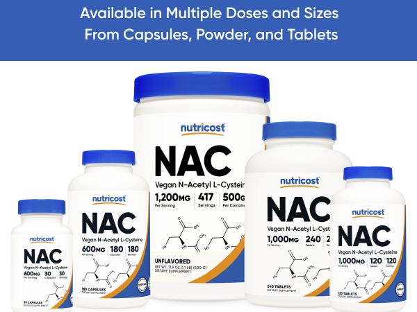 Nutricost N-Acetyl L-Cysteine (NAC) 600mg, 120 Vegetarian Capsules