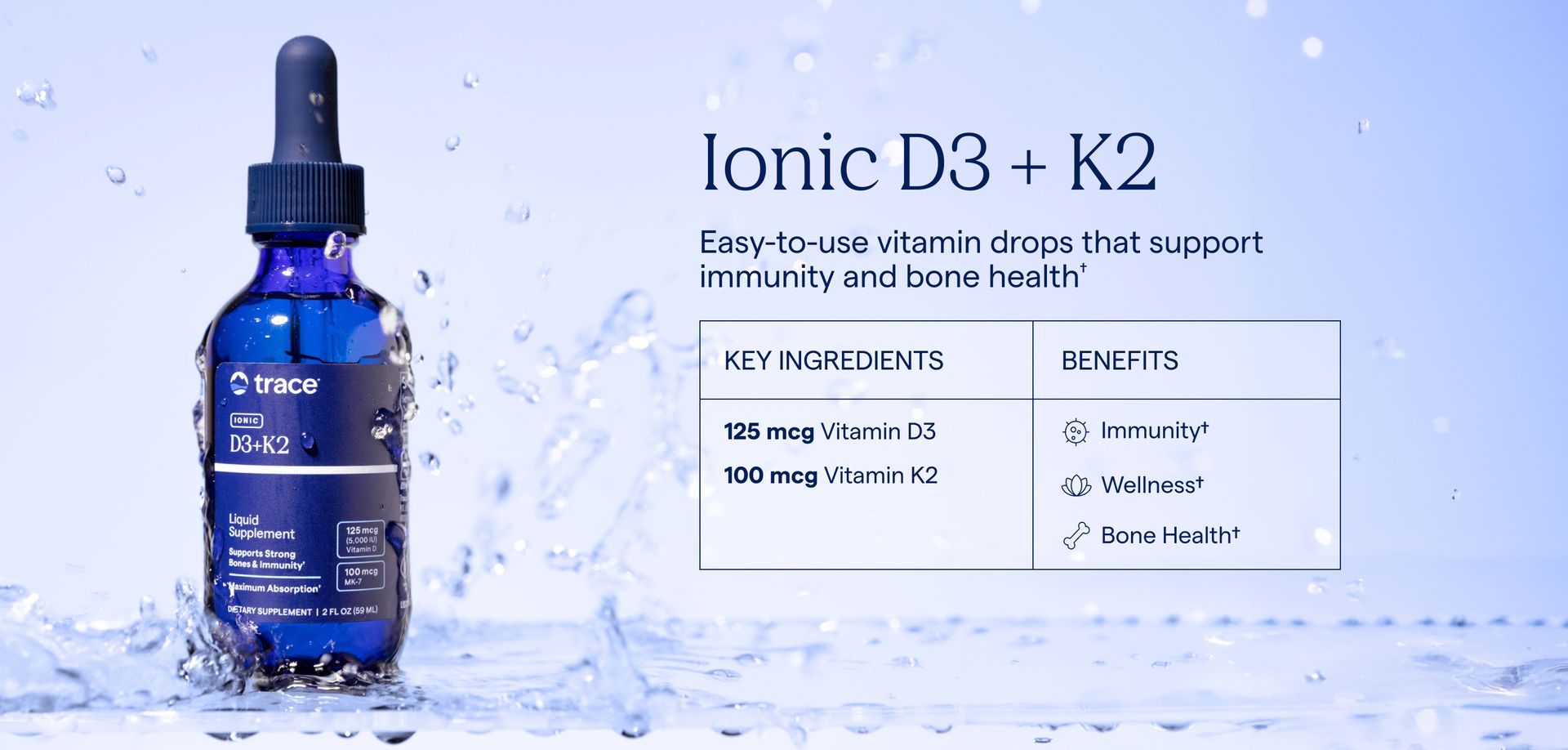 Trace Minerals Liquid Vitamin D3 + K2 Supplement, 5000 IU, 2 fl oz