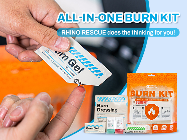 RHINO RESCUE Burn Kit with First Aid Burn Cream, Burn Dressing, Burn Gel