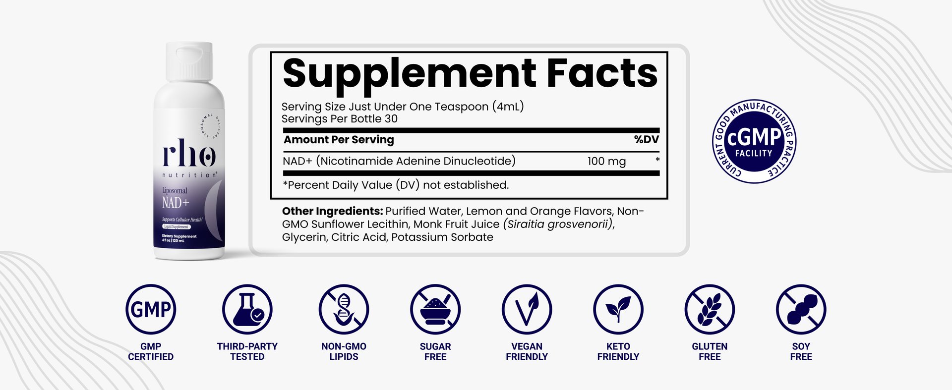 Rho Nutrition Liposomal NAD+ Liquid Supplement