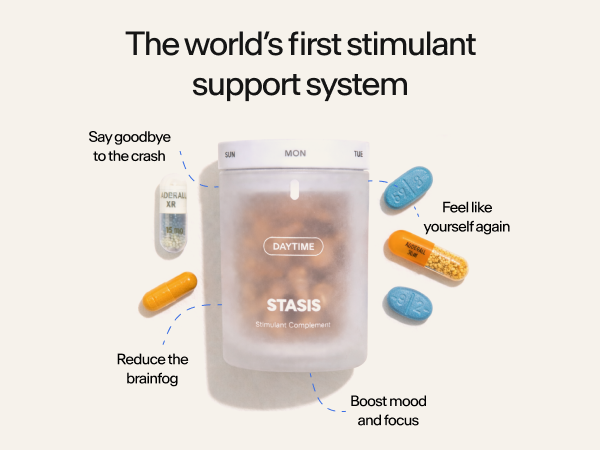STASIS Daytime Stimulant Support Supplement, Energy & Focus, 25ct