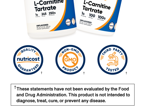 Nutricost L-Carnitine Tartrate 1,000mg, 240 Capsules, 120 Servings