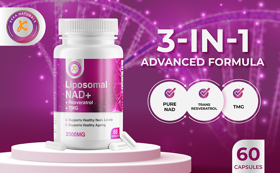 NAD Supplement for Men & Women - NAD+ Resveratrol Complex, 60 Capsules