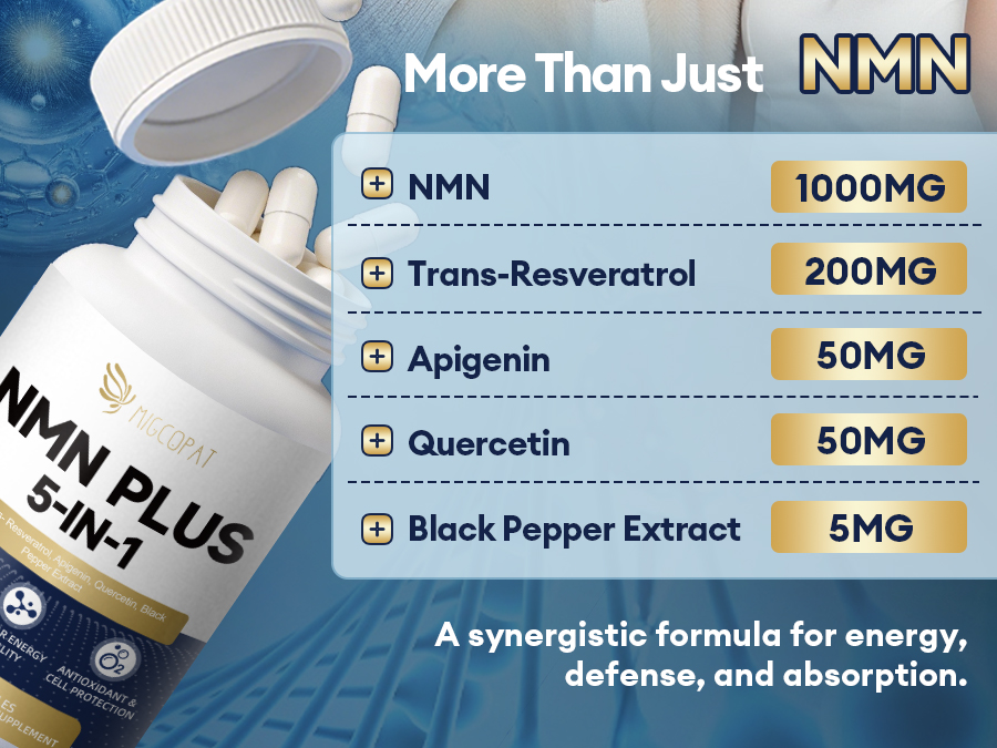 Migcopat NMN Supplement 1000mg – 5-in-1 NAD Supplement,120 Caps