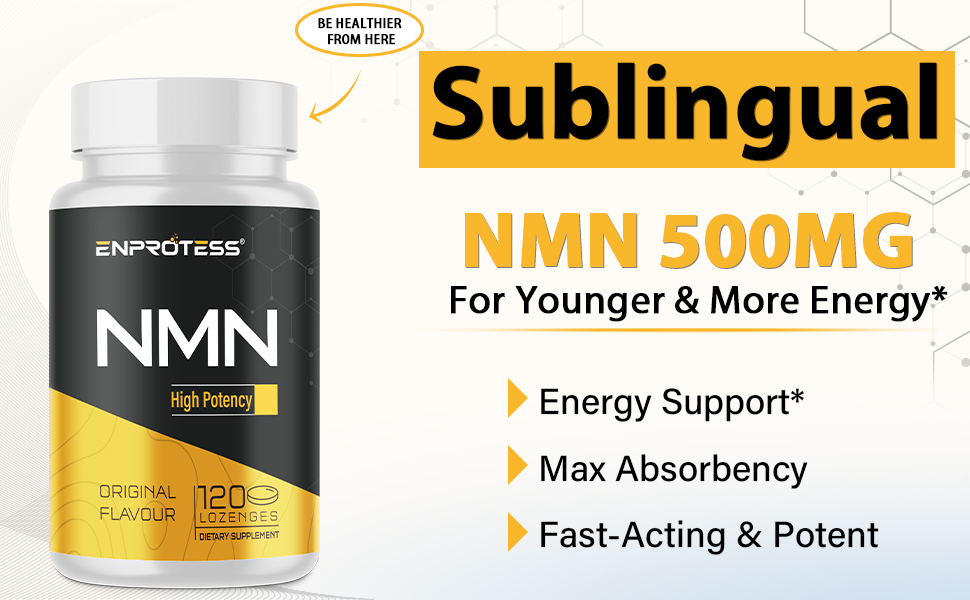 Sublingual NMN 500mg, NMN Supplement(120-Day Supply), 99% Pure, 120 Lozenge