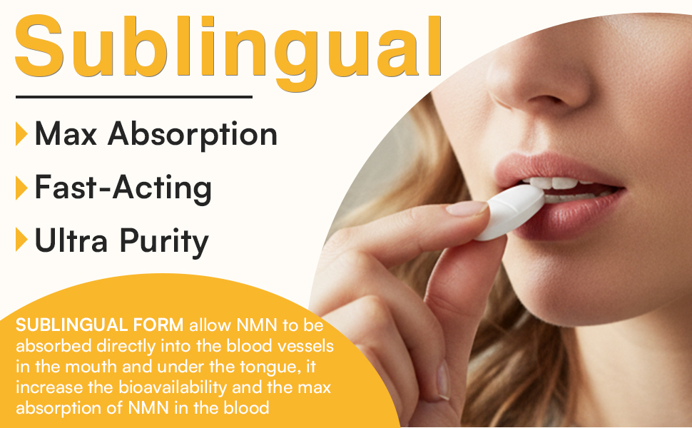 Sublingual NMN 500mg, NMN Supplement(120-Day Supply), 99% Pure, 120 Lozenge