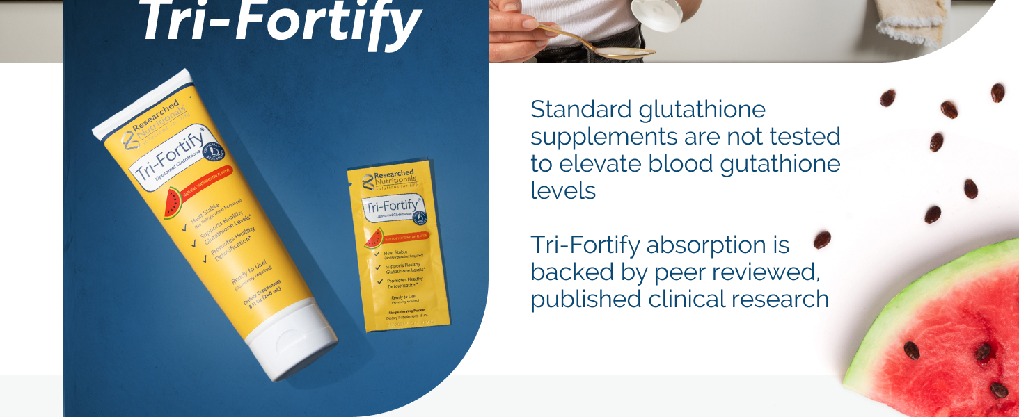 Researched Nutritionals Tri-Fortify L Glutathione, Watermelon, 8 Fl Oz
