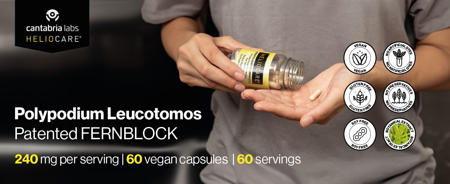 Heliocare Supplement with Polypodium Leucotomos Extract 240mg, 60 Capsules