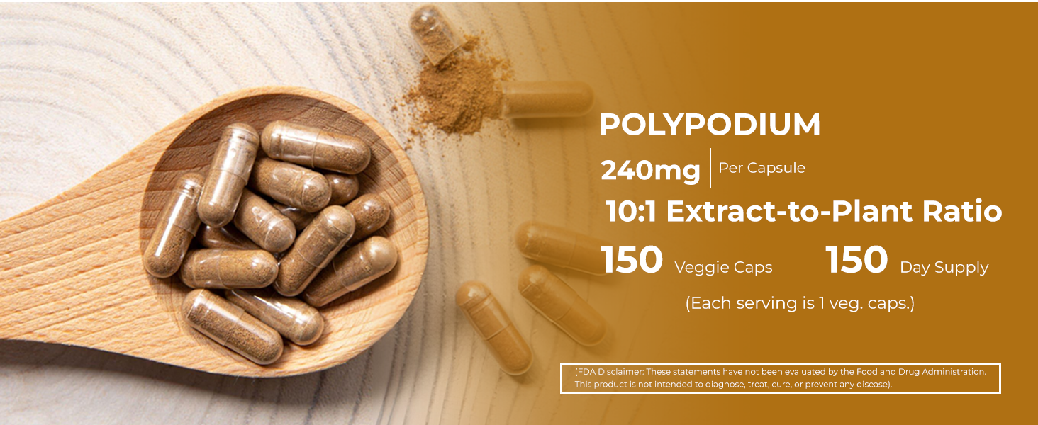 Polypodium Nicotinamide, Soy Free, 240mg, 150 Veg Capsules - 150 Servings